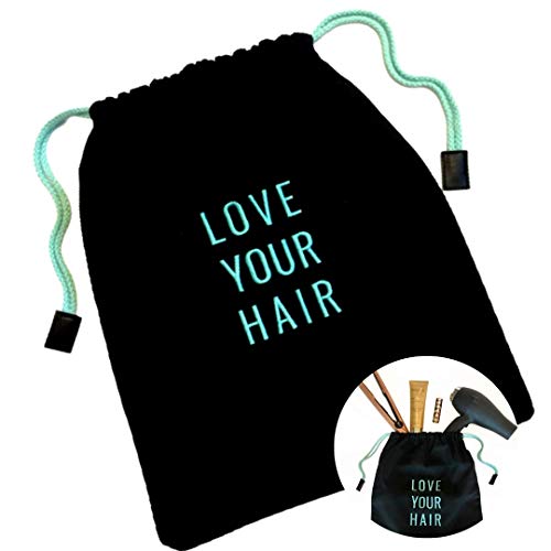 HAIR DRYER BAG – Storage Organizer For Styling Tools – With Internal Compartment And Drawstring (15″ x 12″) – Ideal For Use At Home, Traveling, Guest Rooms, Airbnb’s And Hotels