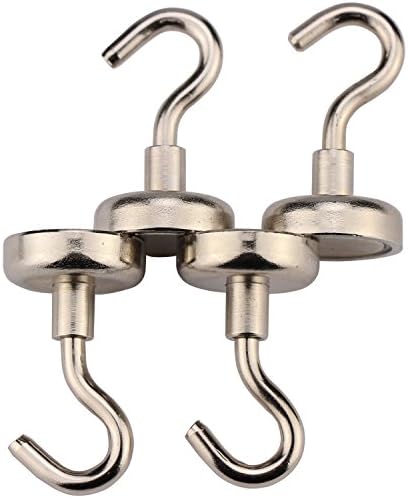 Ant Mag 4 Pack Strong Neodymium Magnetic Hooks 48LBS with 3M Stickers For Outdoor &amp; Indoor Use! Let’s Get Organized Together! (4×48LBS)