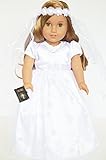 6 Piece Communion Dress Gown for American Girl Dolls Complete with Accessories- 18 Inch Doll Clothes Communion Dress Gown