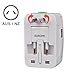 Aitmexcn Universal Travel Adapter, All in One International Power Adapter, Portability& Lightweight Worldwide Plug with Dual USB, Surge Protector for UK, EU, AU, Asia Covers 150+Countries