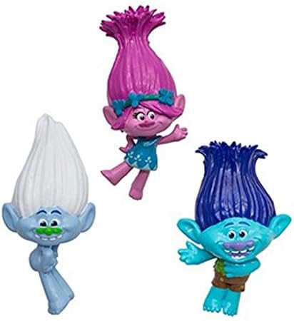 Dreamworks Trolls Soft And Flexible Dive Characters Guy Diamondpoppy And Branch Set Of 3 Each 4.5 Inches Tall