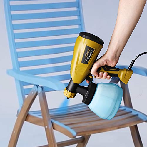 Paint Sprayer Gun with 1300ml Detachable Container,Ginour 800ml/min HVLP Electric Spray Gun wtih 3 Spray Patterns & 3 Nozzle Sizes, Lightweight, Flow Control and Perfect for Spraying Work - Thumbnail 5
