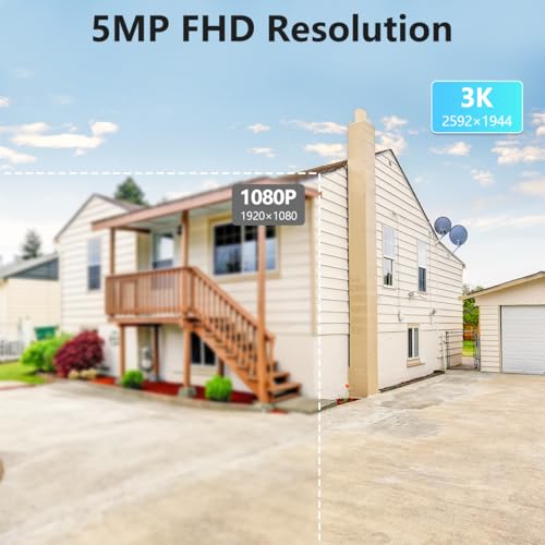 (2026 Updated) 5MP Wired Security Camera System with 8CH NVR & 10" IPS Screen, IP67 Outdoor Camera, 122° Wide Angle, Free App No Monthly Fee, Remote Control, 500GB HDD, Home Security