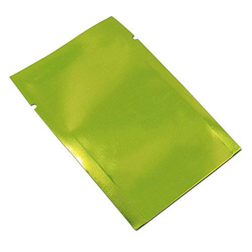 100 Pack Multi Sizes-Colors Mylar Foil Heat Sealable Bag Aluminum Foil Smell Proof Pouch Bulk Food Storage Central Vacuum Bag (Green, 2.4"x3.5" (1.97”x3.35” inner size))