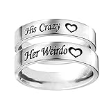 Chenkaiyang 1 PCS HIS CRAZY HER WEIRDO Ring Stainless Steel Rings for Women Men Couple Ring Wedding Gifts