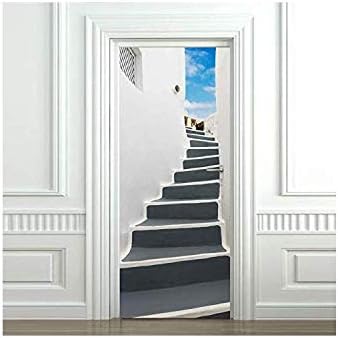 Decal Mural Decor PVC Self-Adhesive Door Sticker Wallpaper Greek Steep Steps 3D Simulation Door Sticker Can Move Wall Sticker Bedroom Living Room DIY Refurbished Wallpaper Decorative Painting