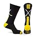 ChalkTalkSPORTS Hockey Half Cushioned Crew Socks | Crossed Sticks | Black/Gold