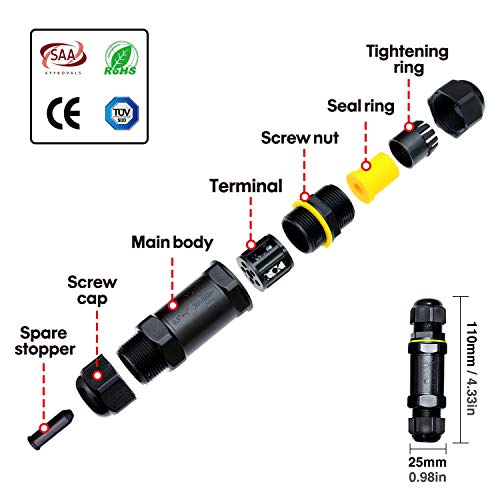 PEBA Kabelverbinder Wasserdicht IP68 Verbindungsbox Verbindungsmuffe 5-polig für Ø4-14mm Kabeldurchmesser Geeignet für… – Bild 2