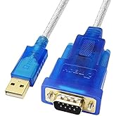 DTECH 10 Feet USB to DB9 Male Serial Adapter Cable with FTDI Chipset USB to RS232 Port Converter Compatible with Windows 11 1