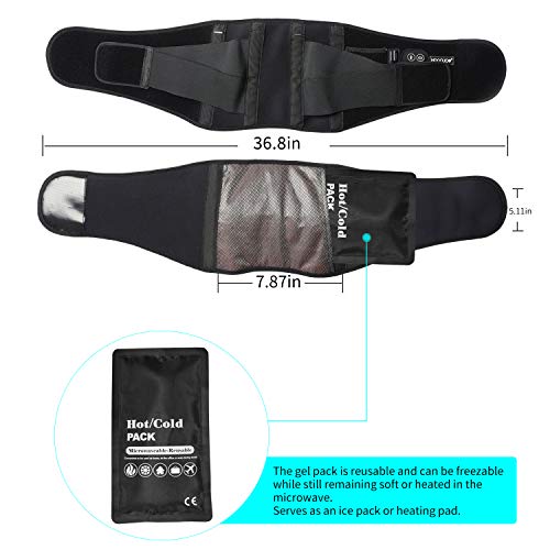 Heated/Cold Waist Brace Belt Reusable Heat/Ice Pack, Far Infrared