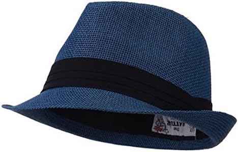 The Hatter Company Straw Fedora Hat- Blue