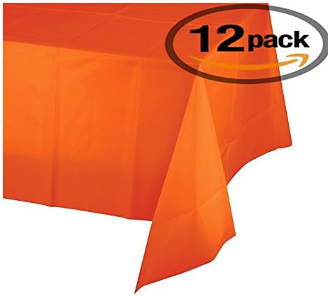 Mountclear Disposable Plastic Tablecloths for Parties [Pack of 12] 54x108” Rectangle Table Cover for Indoor & Outdoor Tables- Waterproof Tablecloth for Birthdays, Weddings, Parties [Orange]