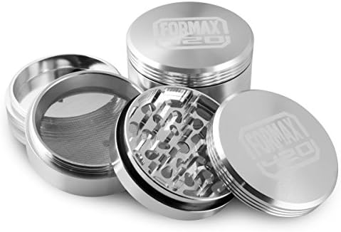 Royale Grinder 4 Piece, 2.5 Inch Herb Grinder with Pollen Catcher and Pollen Press, Silver