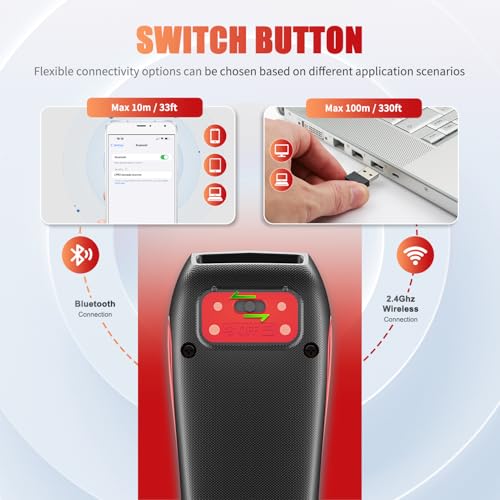 NETUM CS9000 Bluetooth QR Code Scanner - Upgraded Wireless Barcode Scanner with Honeywell Scan Engine, Portable 2D Reader for Inventory on Tablets, Android, iOS, PC and POS