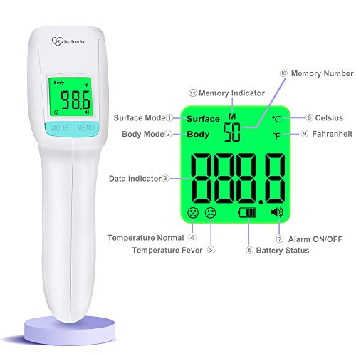 Non Contact Forehead Thermometer for Adults Baby，Infrared No Touch Digital Thermometer for Kids Infant Humans with Fever Alarm, Accuracy Instant Readings and LCD Display
