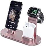 OLEBR Charging Stand Compatible with iWatch 5 and 4 Watch Charging Stand for AirPods, iWatch Series 5/4/3/2/1,iPhone 11/11 Pro/11 Pro Max/Xs/X Max/XR/X/8/8Plus/7/7 Plus /6S /6S Plus/iPad-Rose Gold