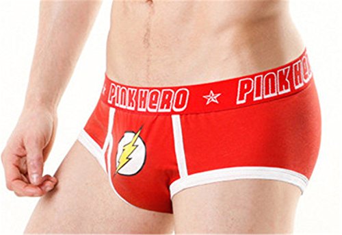 Men's Performance Boxer Briefs, Superhero Design, Red, Medium