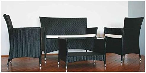 Italfrom Salon De Jardin Set Corfu Noir 2 Fauteuils Table Avec