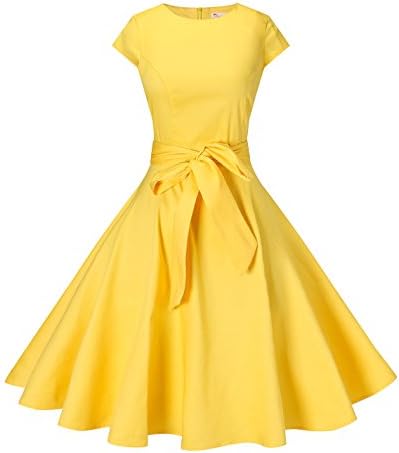 FASHIONBUY Classic 1950s Audrey Hepburn Style Rockabilly Swing Dress Many Colors XS-3XL