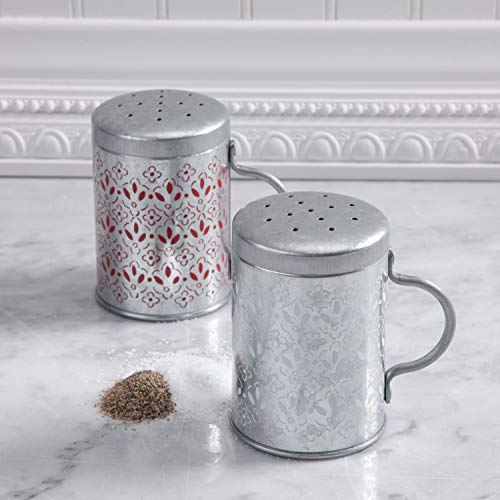 General Store by Gibson 115979.02RM Home General Store Hollydale Salt and Pepper Set, Galvanized Steel, 1, Red