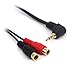 Riipoo 0.2 Meter 3.5mm to RCA Audio Cable, 90 Degree Right Angle 3.5mm TRS (1/8 in) Jack Male to 2 RCA Female Stereo Audio Adapter Y Cable, Converter Cable, Gold-Plated Connector