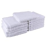 THETIS Homes Luxury Egyptian Cotton Washcloth (12-Pack, White, 12x12 Inches) - Super Soft, Fast Drying & Highly Absorbent for Bath, Kitchen, Office & Gym