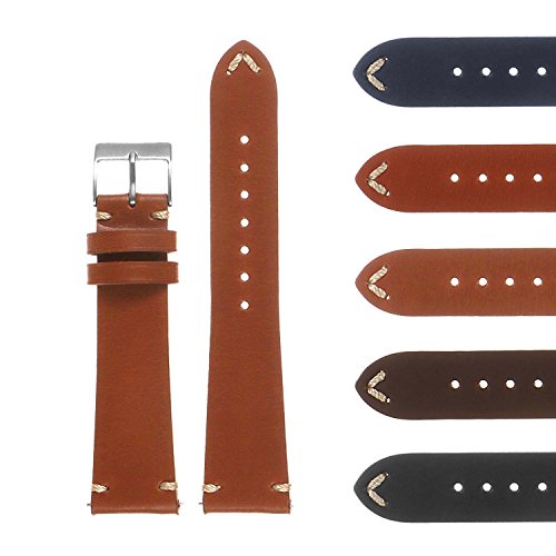DASSARI Hand-Stitched Mens Leather Watch Band - Quick Release Strap - 16mm 18mm 19mm 20mm 21mm 22mm 24mm 26mm