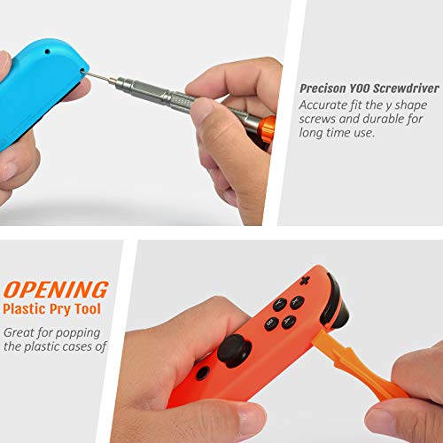 Joycon Joystick Replacement for Nintendo Switch,TEKPREM Repair Tool Kit for JoyCon Controller with 2-Pack Analog Thumb Sticks,Y00 Tripoint and Ph00 Phillips Screwdrivers,Screws,Tweezer and Pry Tools