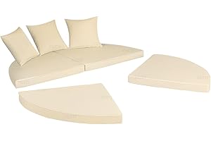 FSJITF Outdoor Round daybed Cushion Cover, 66" Weatherproof, 4 in 1 Cushion Cover, [Filling Foam and Pillow Not Included]