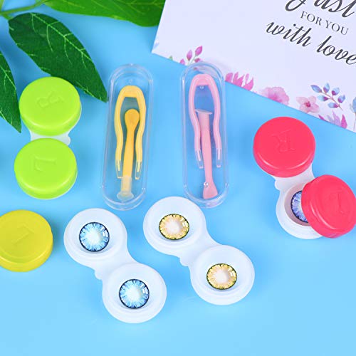 Homgaty 24pcs Contact Lens Cases, Left/Right Eyes Contact Holder with 12pack Contact Lens Tweezers and Stick Tool