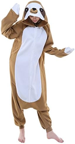 Newcosplay Adult Sloth Anime Unisex Cartoon Pyjamas Halloween Onesie Costume (L)
