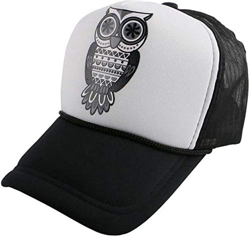 DELHI TRADERSS Boy's and Girl's Owl Printed Half Net Fabric Baseball Front Side Cap (White)