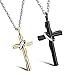 Feraco His Her Cross Pendant Necklace Titanium Steel Matching Set Gift for Anniversary