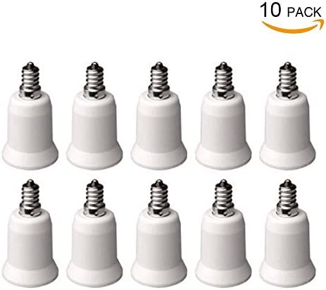 HiqLED E14 to E26/E27 Adapter - Chandelier Socket (E14) to Medium Socket (E26/E27) Converter, Max Wattage 1000W, 200℃ Heat Resistant, No Fire Hazard (10-Pack)