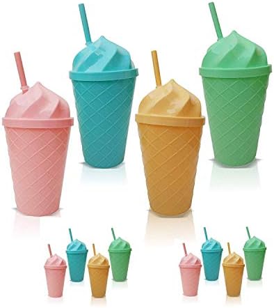 Kieana Ice Cream Sipper with Straw for Kids, Designer Tumbler Water Bottles Kids Return Gifts for Birthday (Combo 10)