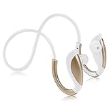 InzhiRui Bluetooth Headphones Wireless Bluetooth Headset Sport Stereo in-Ear Noise Cancelling Sweatproof Running Earbuds with Mic for iPhone 6s Samsung S6 and Android (White Gold)