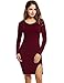 ANGVNS Women Long Sleeve Pencil Sheath Above Knee Split Sexy Dress