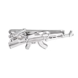 Yoursfs Exquisite Jewelry Mens White Steel Tie Bar Clip in Shape of a Machine-gun for Men Gift
