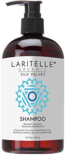 Laritelle Organic Shampoo 17.5 oz | Chamomile, Geranium + Biotin+Keratin + Follicle Stimulating Rosemary, Ravintsara & Myrtle | Hair Loss Prevention, Clarifying, Softening, Strengthening | GF