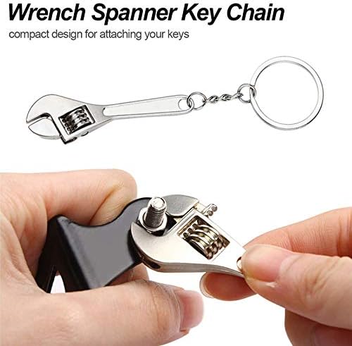IKAAR Keychain Stainless Steel Creative Mini Adjustable Wrench Key Chain Realistic Machine Tools Model Spanner Key Chain Ring Key Holder - Image 5