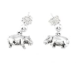Sterling Silver Oxidized Hippopotamus Hippo Dangle Earrings
