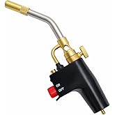 Propane Torch Head with Igniter, MAPP/Propane Gas Torch, Adjustable Flame | High Intensity Torch with Brass Tip and Adjustable Flame Knob for Light Welding, Soldering, Brazing, Heating, TS8000