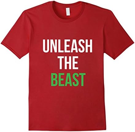 Men's Motivational "Unleash the Beast" T-Shirt 3XL Cranberry