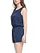 Allegra K Women Sleeveless Cut Out Back Elastic Waist Romper M Navy Blue