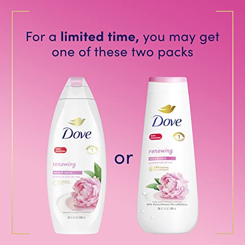 DOVE BODY WASH RENEW PEONY & ROSE OIL FOR 24HR LOTION-SOFT SKIN MOISTURIZING SKIN CLEANSER WITH NO SULFATES NO PARABENS 20 OZ