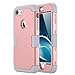 LONTECT for iPhone 8 Case, iPhone 7 Case Hybrid Heavy Duty Shockproof Full-Body Protective Case with Dual Layer [Hard PC+ Soft Silicone] Impact Protection for Apple iPhone 8/iPhone 7, Rose Gold/Grey
