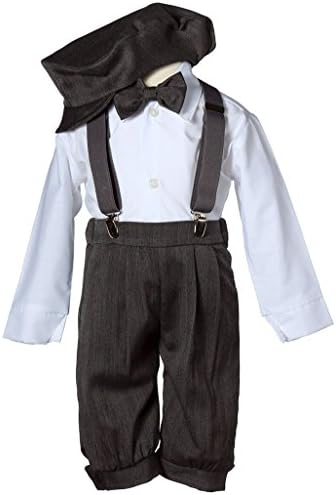 Infant Toddler / Boys Dark Vintage Grey Knicker with Hat and Suspenders 9 Month