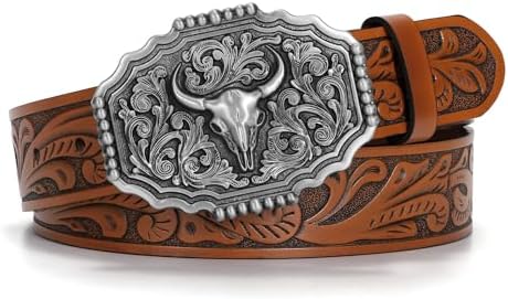 Amazon.com: Cody James Men's Bronc Buckle Tooled Leather Belt Tan