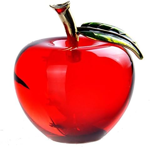 Crystal Glass RED Apple Paperweight Figurine