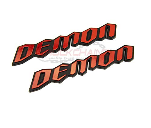 2 NEW CUSTOM BLACK & RED"DEMON" EMBLEMS COMPATIBLE WITH DODGE CHARGER CHALLENGER JEEP 300C
